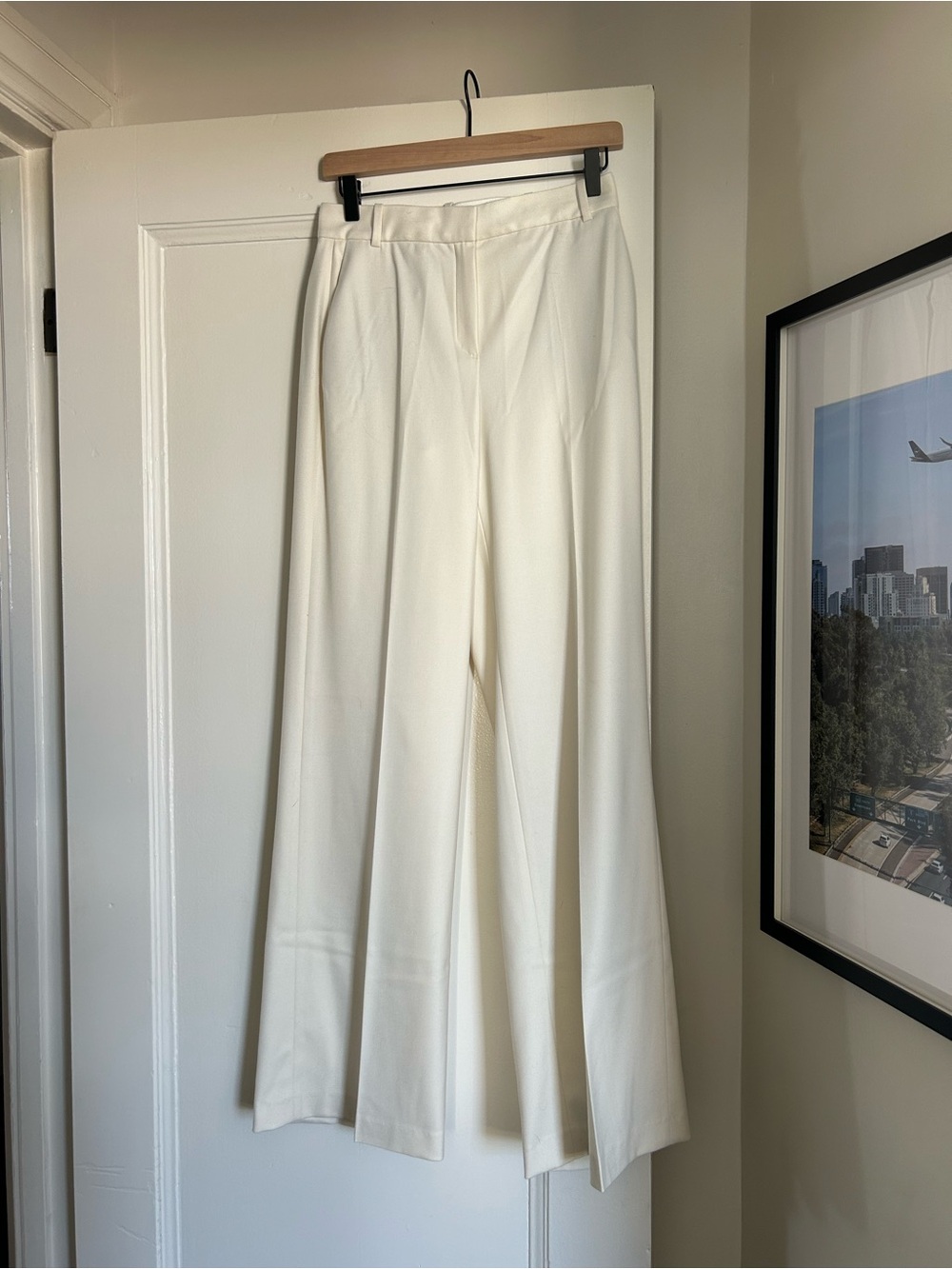 Vintage Massimo Dutti Ivory Tailored Wide Leg Trousers Made in Portugal